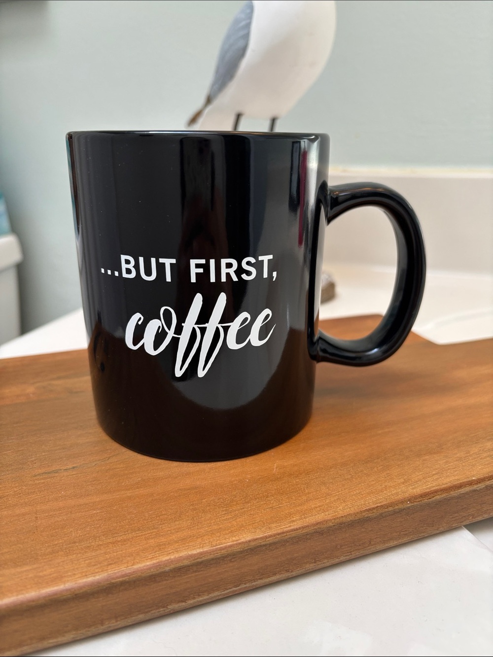 ...But First, Coffee Black Ceramic Jumbo Mug - Classic Coffee Cup